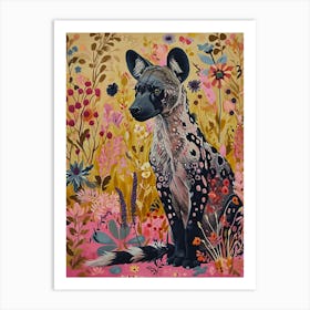 Floral Animal Painting Hyena 2 Art Print