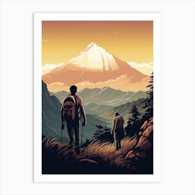 Poon Hill Trek Nepal 2 Vintage Travel Illustration Art Print