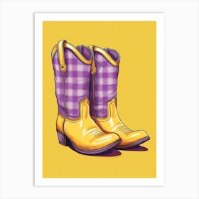 Cowgirl Boots Yellow And Purple 3 Art Print