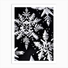 Crystal, Snowflakes, Black & White 1 Art Print