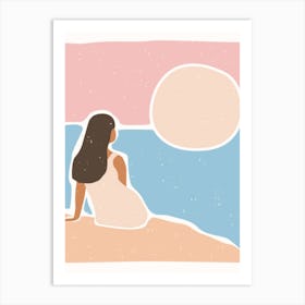 Woman At The Beach Art Print