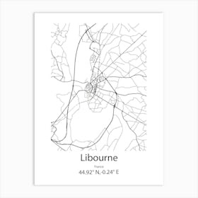 Libourne,France Minimalist Map Art Print