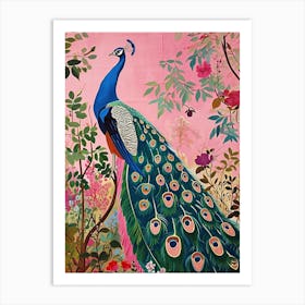 Floral Animal Painting Peacock 1 Art Print