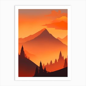 Misty Mountains Vertical Composition In Orange Tone 153 Art Print