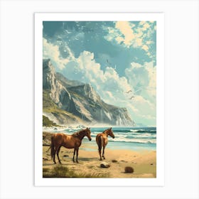 Horses On The Beach Art Print