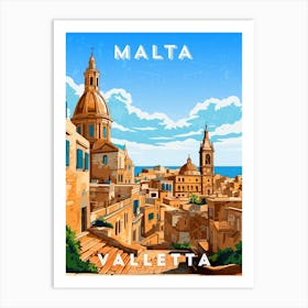 Malta, Valletta — Retro travel minimalist poster 5 Art Print