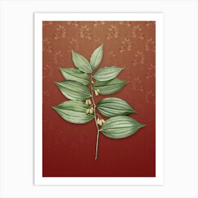 Vintage King Solomon's Seal Botanical on Falu Red Pattern n.0540 Art Print