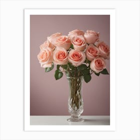 A Vase Of Pink Roses 94 Art Print