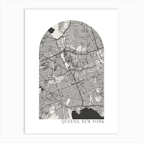 Queens New York Boho Minimal Arch Street Map Art Print