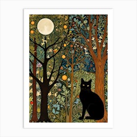 William Morris Black Cat In The Forest 8 Art Print