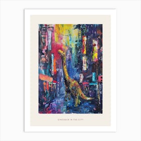 Colourful Dinosaur Cityscape Painting 5 Poster Art Print
