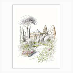 Giardino Di Boboli, Italy Vintage Pencil Drawing Art Print