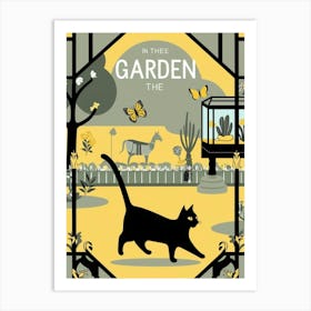 In The Garden The Cat Art Print