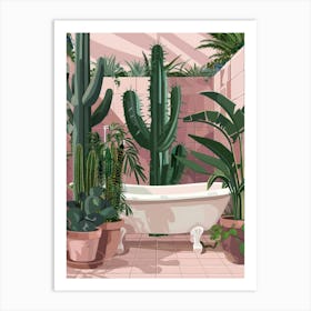 Bathroom With Cactus Art Print