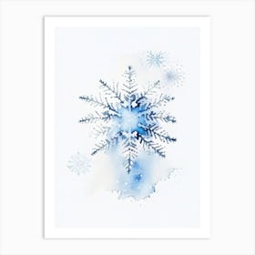 Irregular Snowflakes, Snowflakes, Minimalist Watercolour 1 Art Print