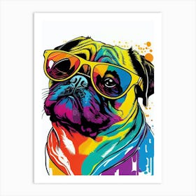 Pug Dog With Sunglasses Art Print