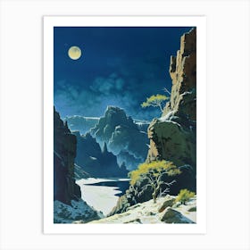 Moonlight In The Mountains Art Print