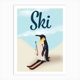 Ski Penguin Art Print