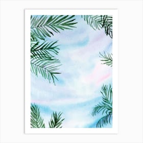 Watercolor Palm Leaves Background Póster