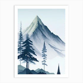 Mountain And Forest In Minimalist Watercolor Vertical Composition 359 Art Print