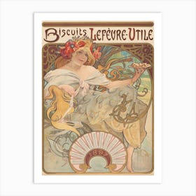 Biscuits Lefèvre Utile Advert, Alphonse Mucha Art Print