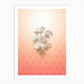 Thick Flowered Slender Tube Vintage Botanical in Peach Fuzz Asanoha Star Pattern n.0319 Art Print