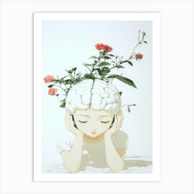 Girl With A Brain Art Print