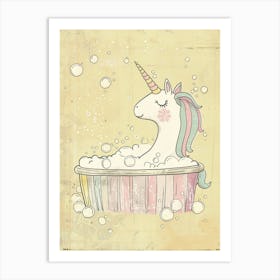 Pastel Unicorn Storybook In A Bubble Bath 1 Art Print