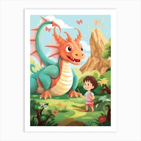 Peaceful Dragon And Kids 1 Art Print