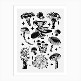 Texas Mushrooms   Black Silhouette Art Print