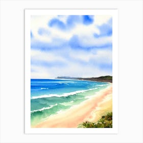 Fingal Head Beach, Australia Watercolour Art Print