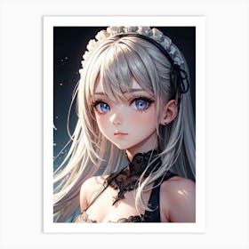 Anime Girl With Blue Eyes Art Print