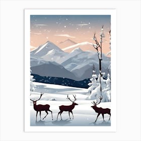 Winter Landscape with Mountains 2 Art Print