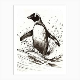 Emperor Penguin Surfing Waves 3 Art Print