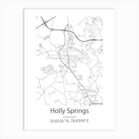 Holly Springs,United States Minimalist Map Art Print