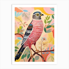 Pink Scandi Eurasian Sparrowhawk 3 Art Print