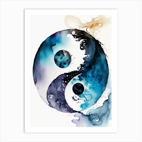 Repeat 2 Yin And Yang Watercolour Art Print