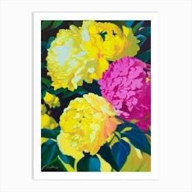 Sarah Bernhardt Peonies Yellow Colourful Painting Art Print