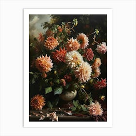 Baroque Floral Still Life Dahlia 3 Art Print