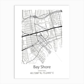 Bay Shore,United States Minimalist Map 1 Art Print