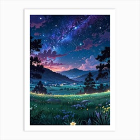 Night Sky Anime aesthetic 15 Art Print