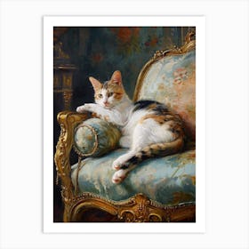 Cat Resting In A Grand Palace Rococo Inspired 2 Art Print