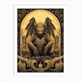  Gargoyle Tarot Card Black & Gold 5 Art Print