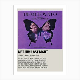 Met Him Last Night By Demi Lovato And Ariana Grande Poster Art Print