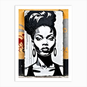 Vintage Graffiti Mural Of Beautiful Black Woman 7 Art Print