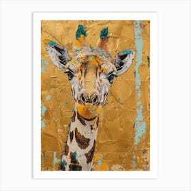 Baby Giraffe Gold Effect Collage 2 Art Print