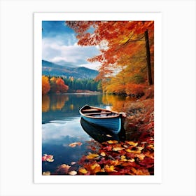 Autumn Leaves On A Lake Art Print