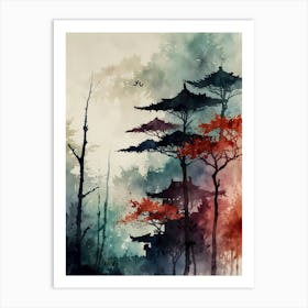 Watercolor Of Trees 3 Art Print