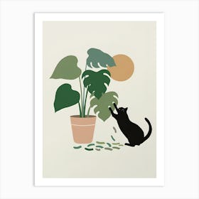 Cat Playing With Plant Art Print