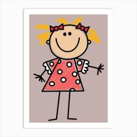 Little Girl In Polka Dot Dress Art Print